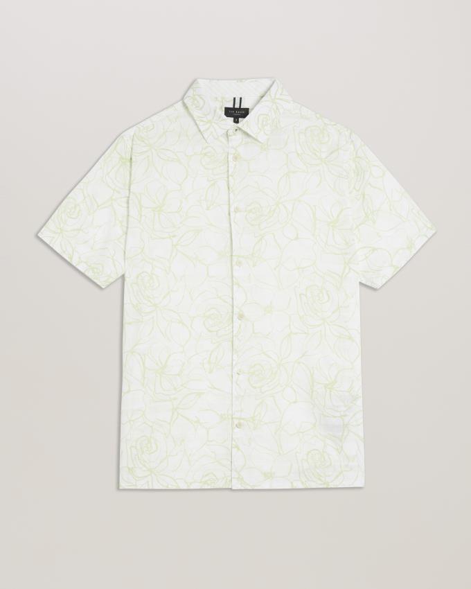 Chemises Ted Baker Short Sleeve Printed Cotton Blanche Homme | ZSD-49972869